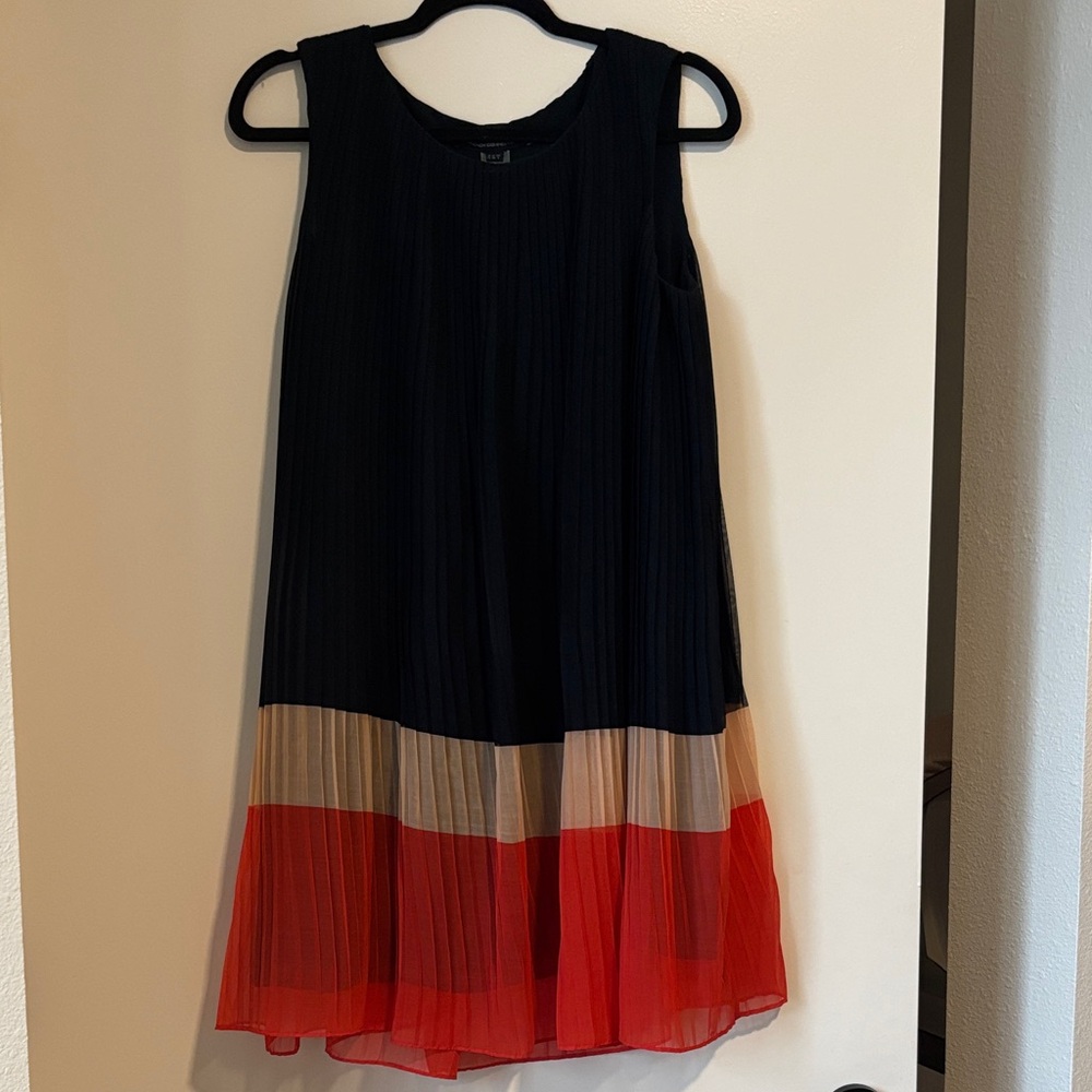 Club Monaco Black Dress with Red and Beige Colorblock Hem